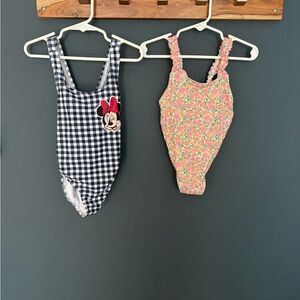 Disney Minnie Mouse Checkered and Floral Swimsuit Duo